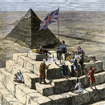 British Tourists Having Christmas Lunch On The Great Pyramid, 1870s 16" X 16" Just The Print 2 British Tourists Having Christmas Lunch On The Great Pyramid, 1870s 16" X 16" Just The Print - Image 2