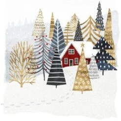 Christmas Chalet I 16" X 16" Just The Print