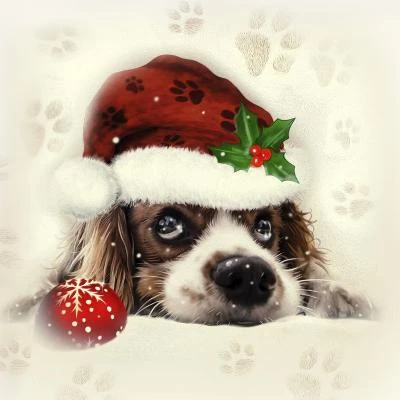 Christmas Puppy 16" X 16" Just The Print 2 Christmas Puppy 16" X 16" Just The Print - Image 2