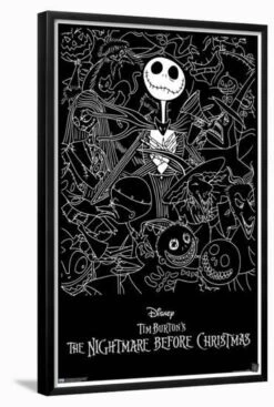 Disney Tim Burton's The Nightmare Before Christmas - Black And White 22" X 34" Essential Black Frame -The Print Shop disney tim burton s the nightmare before christmas black and white u L Q1RFVRN27X2FA 3