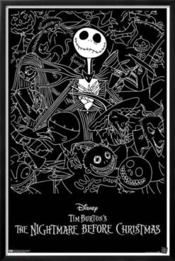 Disney Tim Burton's The Nightmare Before Christmas - Black And White 22" X 34" Essential Black Frame -The Print Shop disney tim burton s the nightmare before christmas black and white u L Q1RFVRN27X2FA 5