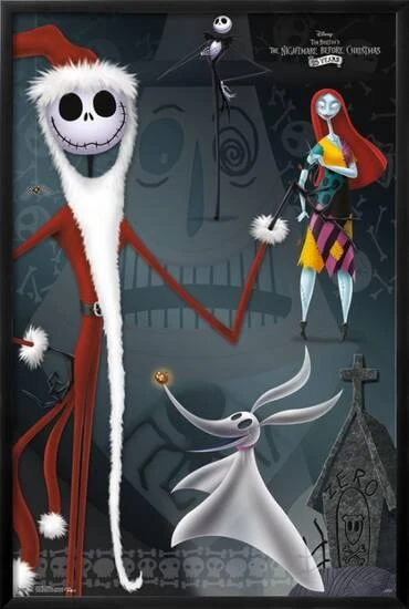 Disney Tim Burton's The Nightmare Before Christmas - Collage 22" X 34" Essential Black Frame 3 Disney Tim Burton's The Nightmare Before Christmas - Collage 22" X 34" Essential Black Frame - Image 3