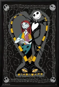 Disney Tim Burton's The Nightmare Before Christmas - Couple 22" X 34" Essential Black Frame