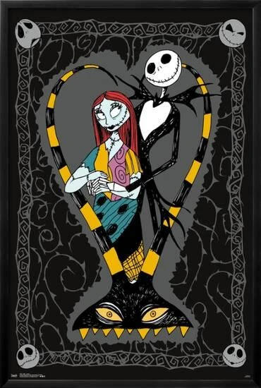 Disney Tim Burton's The Nightmare Before Christmas - Couple 22" X 34" Essential Black Frame 1 Disney Tim Burton's The Nightmare Before Christmas - Couple 22" X 34" Essential Black Frame