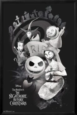 Disney Tim Burton's The Nightmare Before Christmas - Rip 22" X 34" Essential Black Frame