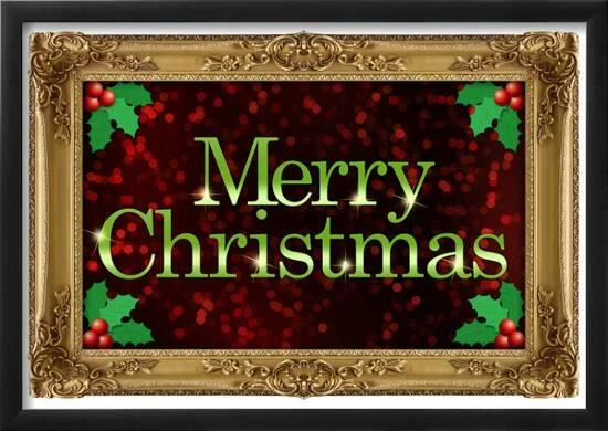 Merry Christmas Faux Framed Holiday PosterEssential Black Frame 1 Merry Christmas Faux Framed Holiday PosterEssential Black Frame