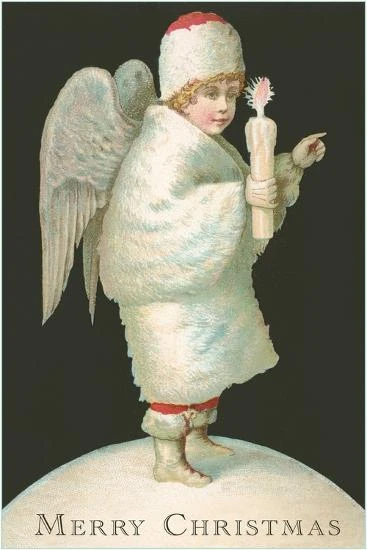 Merry Christmas, Victorian Angel With Candle 12" X 18" Just The Print 3 Merry Christmas, Victorian Angel With Candle 12" X 18" Just The Print - Image 3