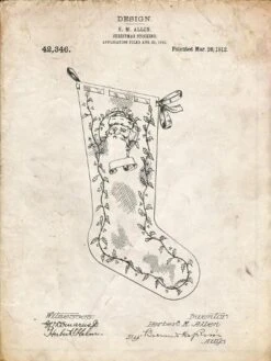 PP764-Vintage Parchment Christmas Stocking 1912 Patent Poster 12" X 16" Just The Print -The Print Shop pp764 vintage parchment christmas stocking 1912 patent poster u L Q1HV04N0 2