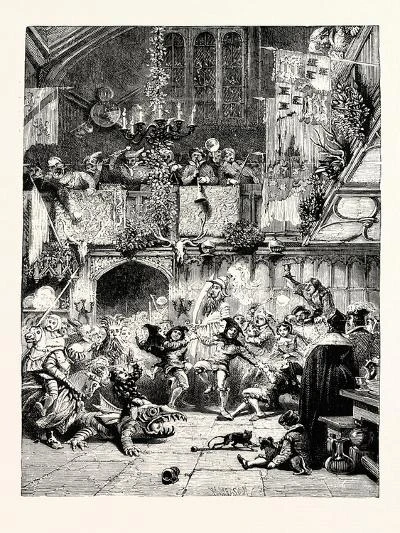 Tudor Times: Christmas Revels In The Baronial Hall 12" X 16" Just The Print 3 Tudor Times: Christmas Revels In The Baronial Hall 12" X 16" Just The Print - Image 3