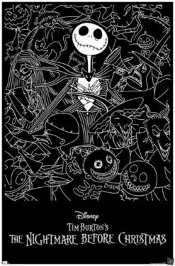 Disney Tim Burton's The Nightmare Before Christmas - Black And White Premium Poster 22" X 34" Just The Poster -The Print Shop u l F9PHER0 2