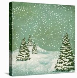 Vintage Postcard With Christmas Trees, Snow (Jpeg Version) 18" X 18" Stretched Canvas -The Print Shop vintage postcard with christmas trees snow jpeg version u L Q1HC7LMO1ZLN 3