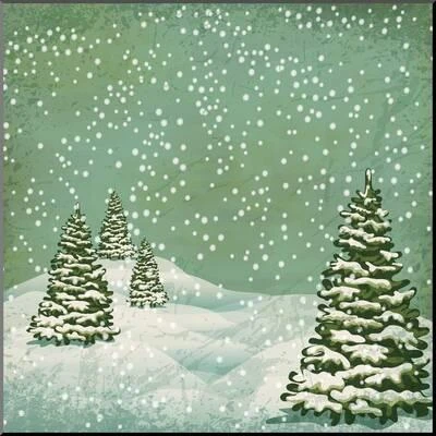 Vintage Postcard With Christmas Trees, Snow (Jpeg Version) 16" X 16" Wood Mount 5 Vintage Postcard With Christmas Trees, Snow (Jpeg Version) 16" X 16" Wood Mount - Image 5